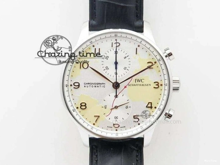 MIROTIME 0426 Upgraded Portuguese Flying Tourbillon SS White Dial 2 Sub Dials on Black Leather Strap 7161